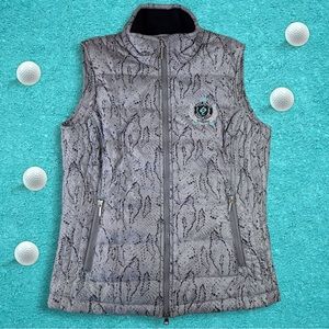 Daily Sports Golf Women Gray Snakeskin Quilted Vest w/ Faux Fur Lined Collar - S
